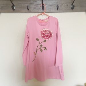 Kate Spade pink, floral, embroidered rose dress with gold sequins size 10 girls